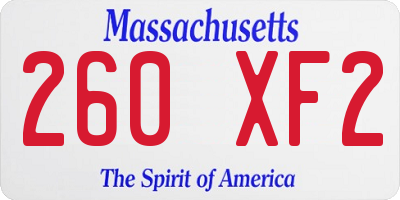 MA license plate 260XF2