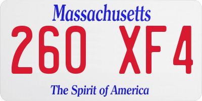 MA license plate 260XF4