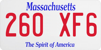 MA license plate 260XF6