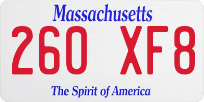 MA license plate 260XF8