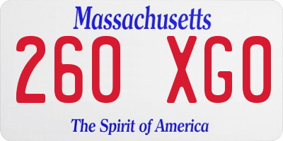 MA license plate 260XG0