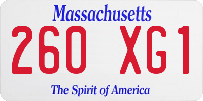 MA license plate 260XG1