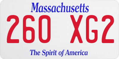 MA license plate 260XG2