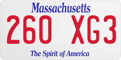 MA license plate 260XG3