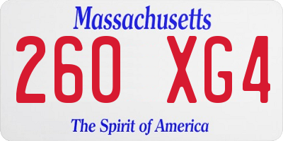 MA license plate 260XG4