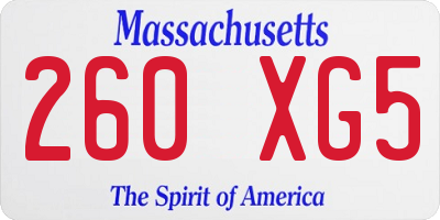 MA license plate 260XG5