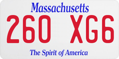MA license plate 260XG6