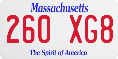 MA license plate 260XG8