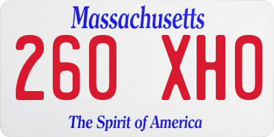 MA license plate 260XH0