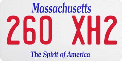 MA license plate 260XH2