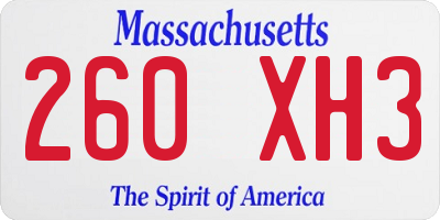 MA license plate 260XH3