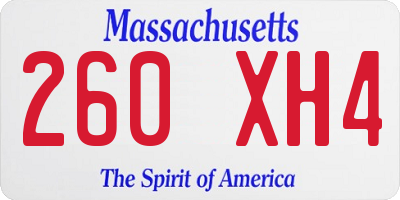 MA license plate 260XH4
