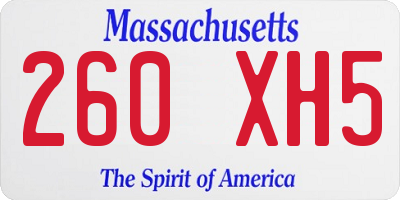 MA license plate 260XH5