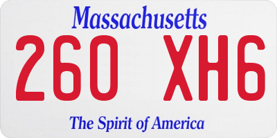 MA license plate 260XH6