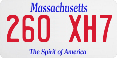 MA license plate 260XH7