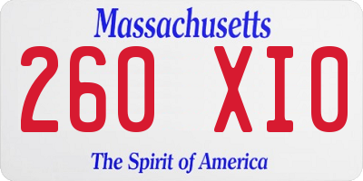 MA license plate 260XI0