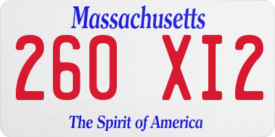 MA license plate 260XI2