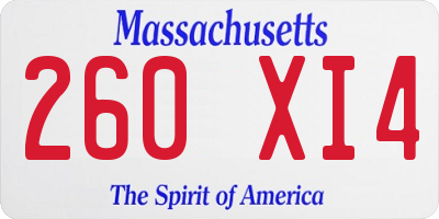 MA license plate 260XI4