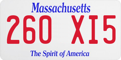 MA license plate 260XI5