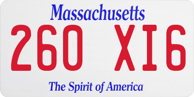 MA license plate 260XI6