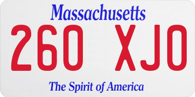 MA license plate 260XJ0