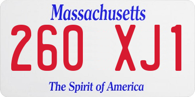 MA license plate 260XJ1