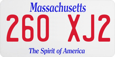 MA license plate 260XJ2