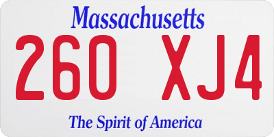 MA license plate 260XJ4
