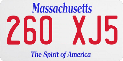 MA license plate 260XJ5