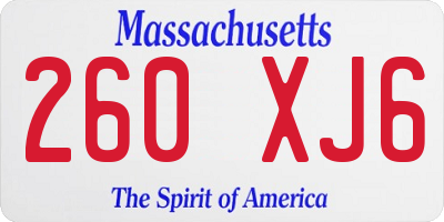 MA license plate 260XJ6