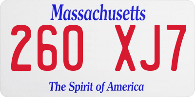 MA license plate 260XJ7