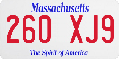 MA license plate 260XJ9