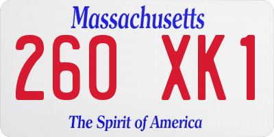 MA license plate 260XK1
