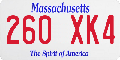 MA license plate 260XK4