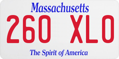 MA license plate 260XL0