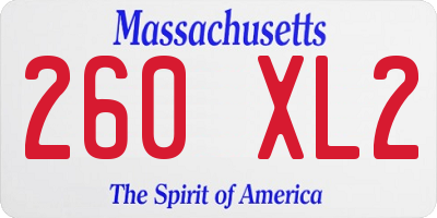 MA license plate 260XL2