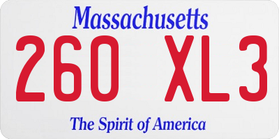 MA license plate 260XL3