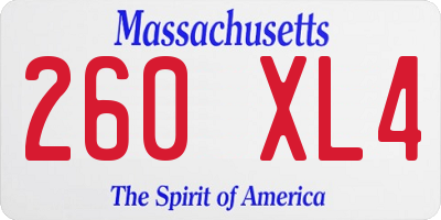 MA license plate 260XL4