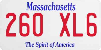 MA license plate 260XL6