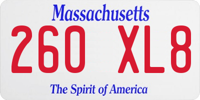 MA license plate 260XL8
