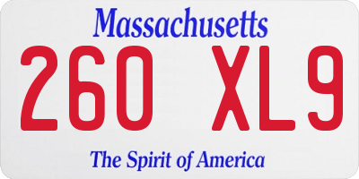 MA license plate 260XL9