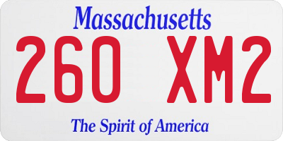 MA license plate 260XM2