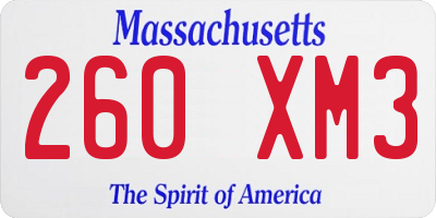 MA license plate 260XM3