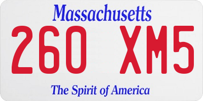 MA license plate 260XM5