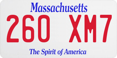 MA license plate 260XM7