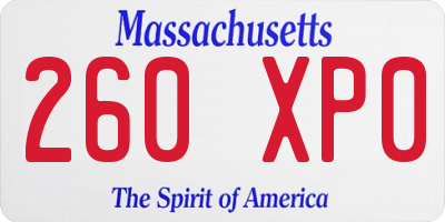 MA license plate 260XP0