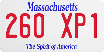 MA license plate 260XP1