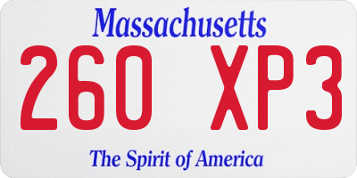 MA license plate 260XP3