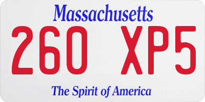 MA license plate 260XP5