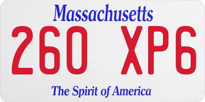 MA license plate 260XP6